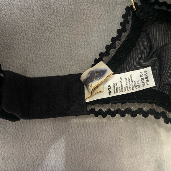 New! Myla London Warren Mews Black Mesh Embroidered Underwire Bra 4422 - Picture 5 of 9